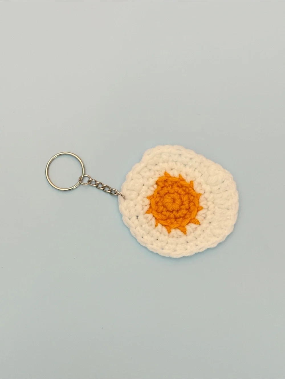 Crochet Fried Egg Keychain Handmade Bag Charm